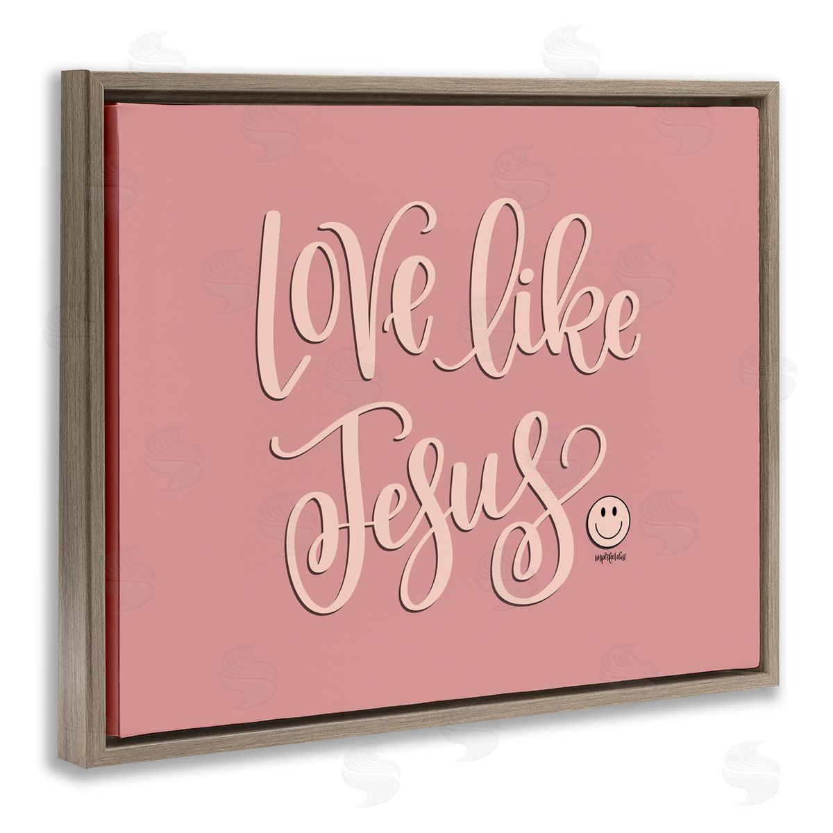 Pink Love Like Jesus Brown Floating Frame Canvas Wall Art, Home Decor by Imperfect Dust