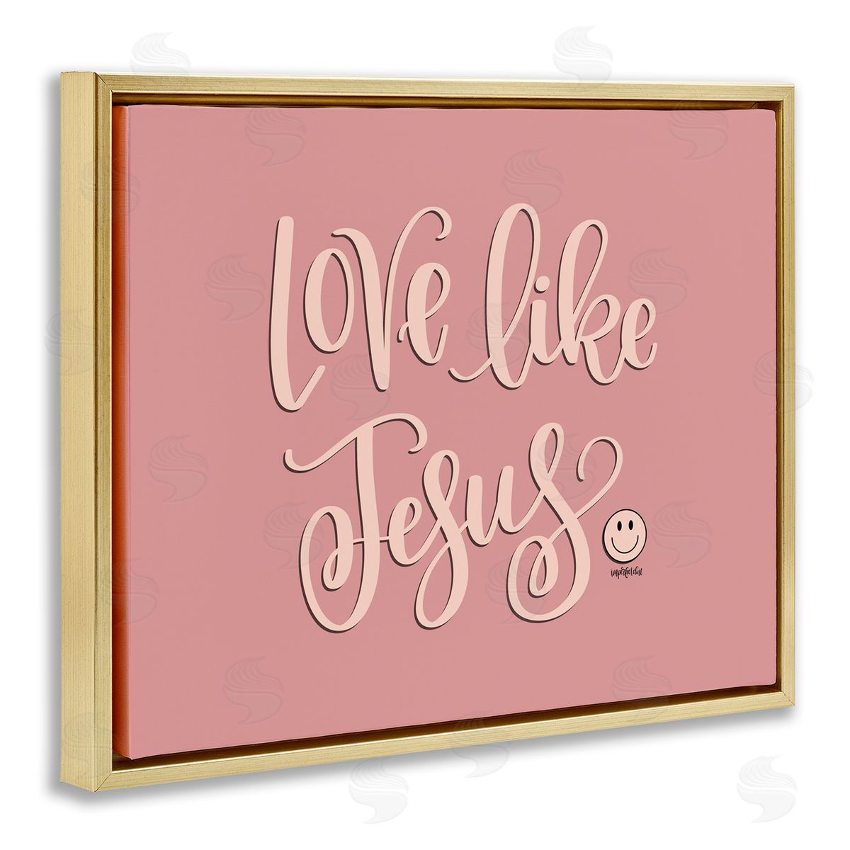 Pink Love Like Jesus Gold Floating Frame Canvas Wall Art, Home Decor by Imperfect Dust