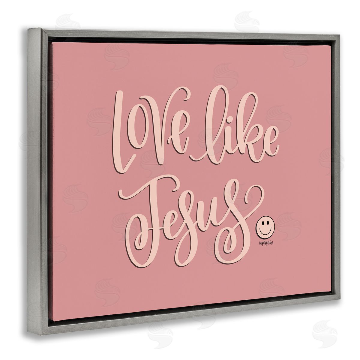 Pink Love Like Jesus Grey Floating Frame Canvas Wall Art, Home Decor by Imperfect Dust