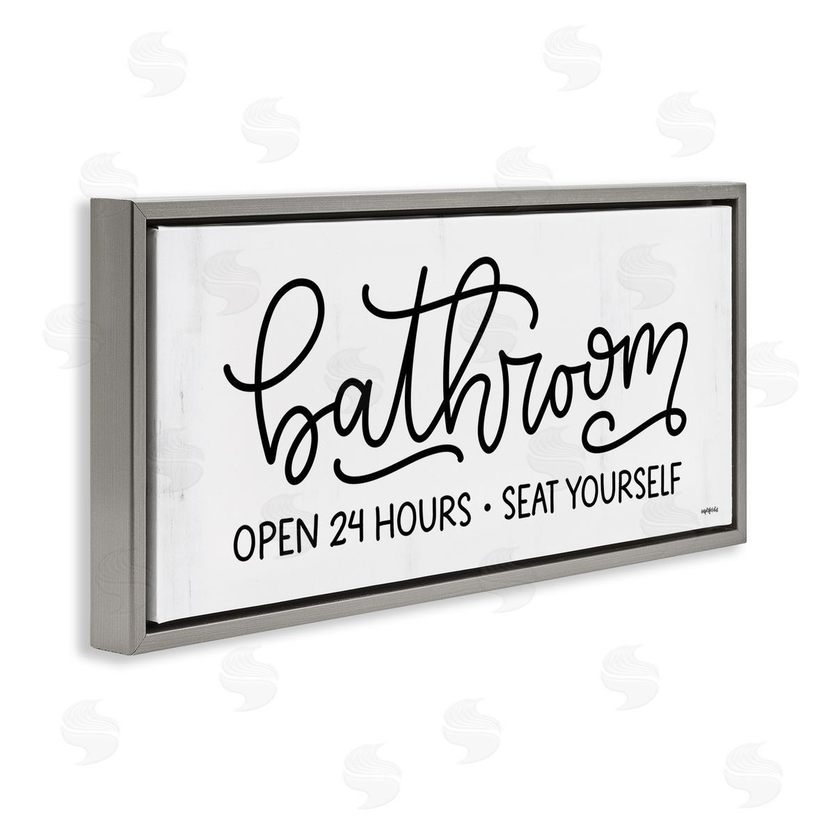 Bathroom Seat Yourself Grey Floating Frame Canvas Wall Art, Home Decor by Imperfect Dust