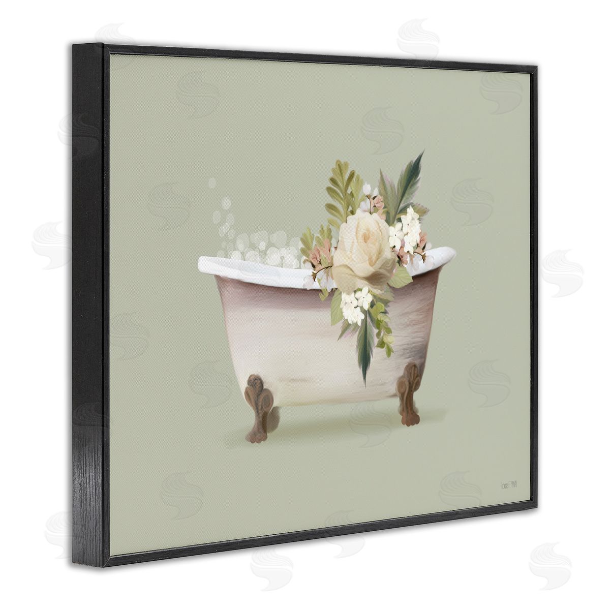 Floral Rose Tub Black Frame Print Wall Art, Home Decor by House Fenway