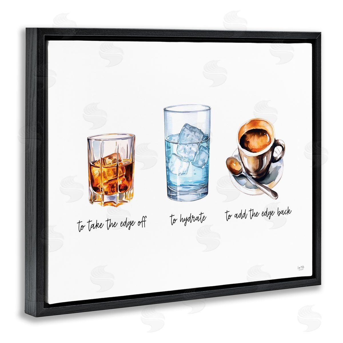 Funny Whiskey & Coffee Black Floating Frame Canvas Wall Art, Home Decor by Lux + Me Designs