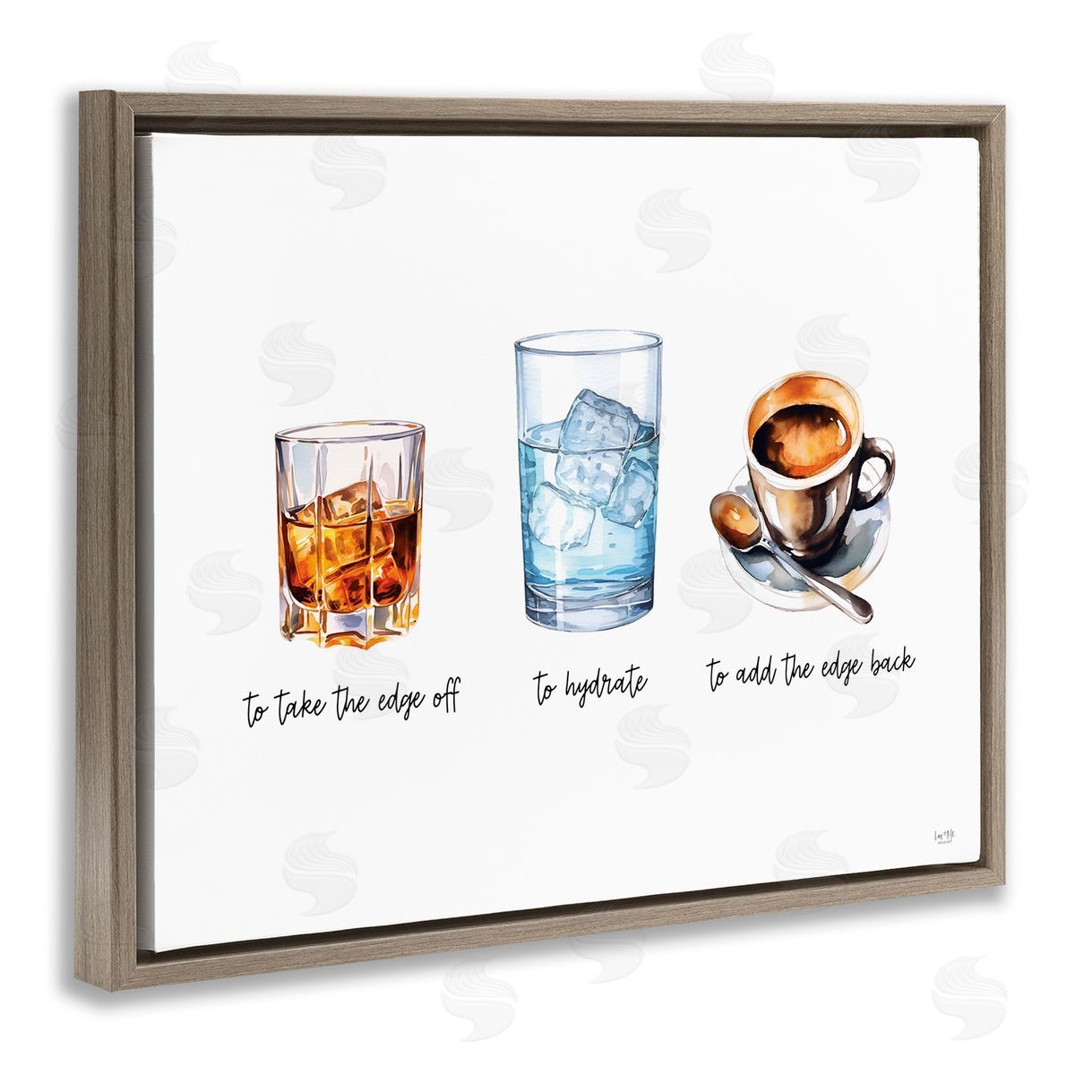 Funny Whiskey & Coffee Brown Floating Frame Canvas Wall Art, Home Decor by Lux + Me Designs