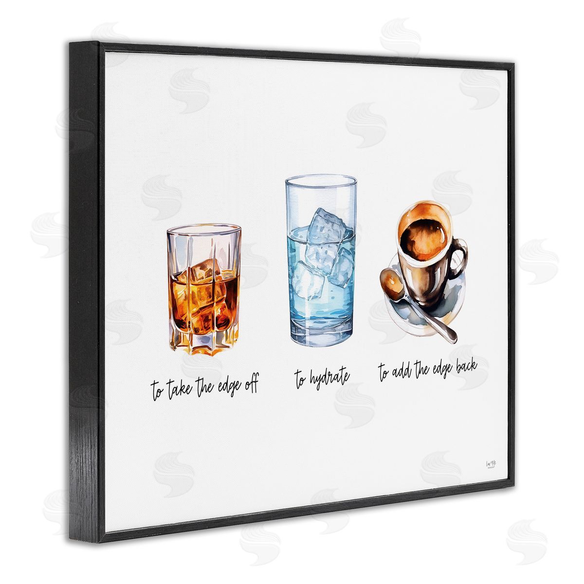 Funny Whiskey & Coffee Black Frame Print Wall Art, Home Decor by Lux + Me Designs