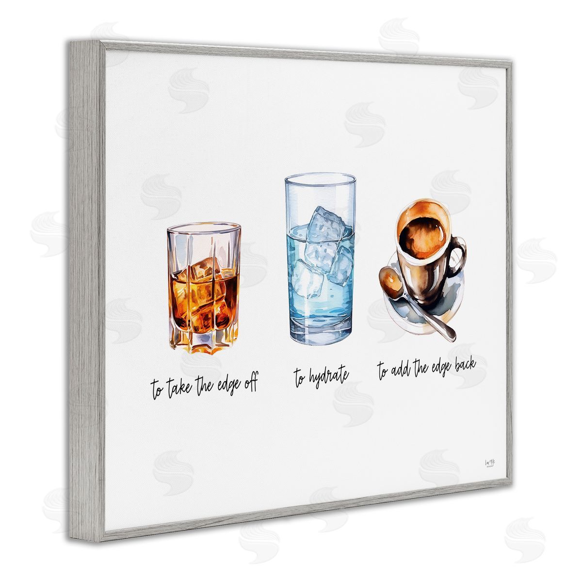 Funny Whiskey & Coffee Grey Frame Print Wall Art, Home Decor by Lux + Me Designs