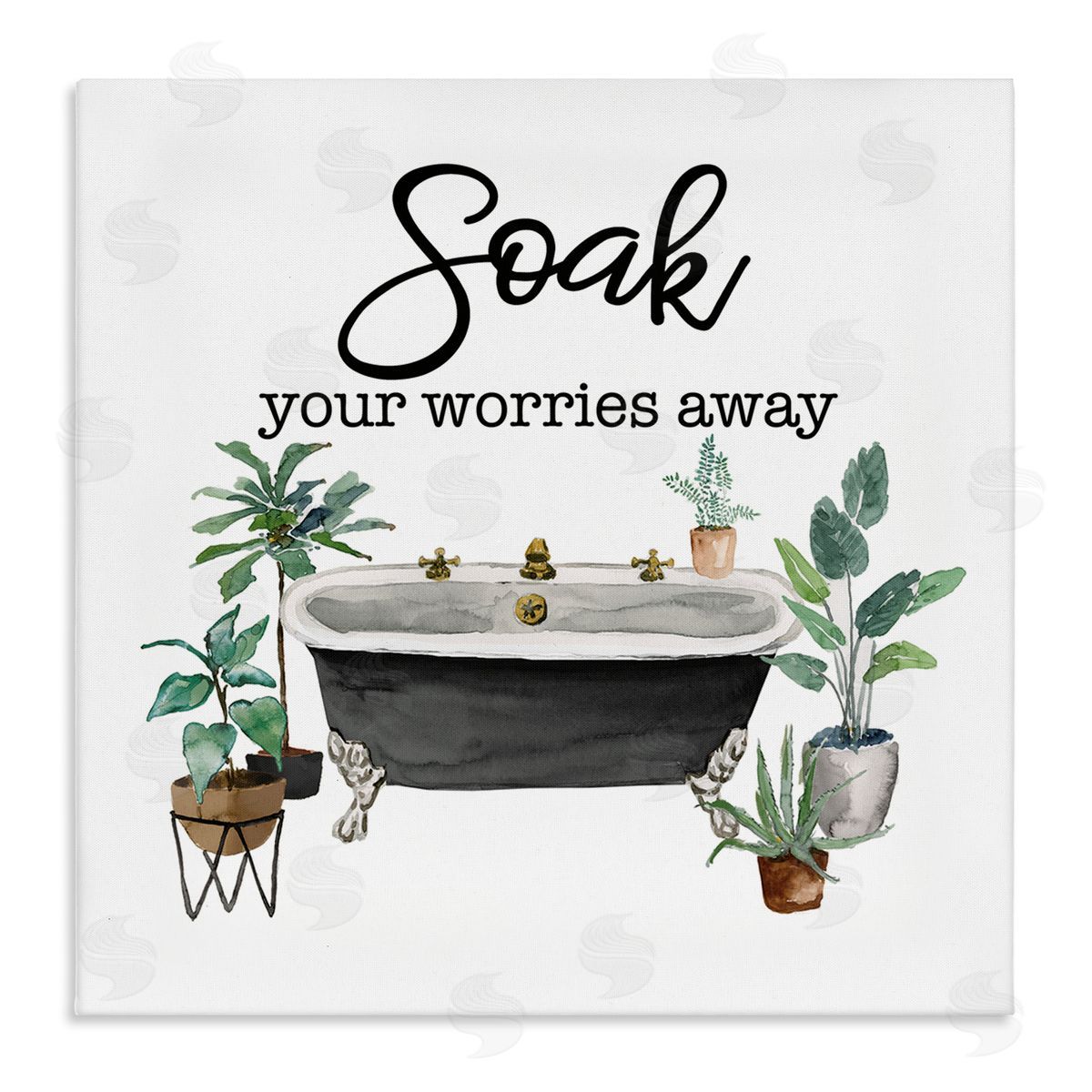 Soak Worries Away Plants Canvas Wall Art, Home Decor by Masey St. Studios