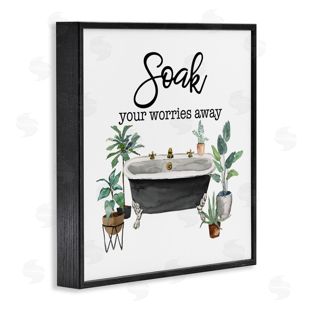 Soak Worries Away Plants Black Frame Print Wall Art, Home Decor by Masey St. Studios