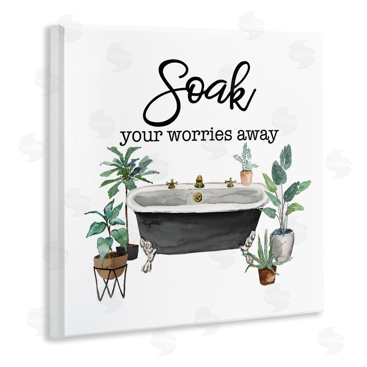 Soak Worries Away Plants Wood Plaque Wall Art, Home Decor by Masey St. Studios
