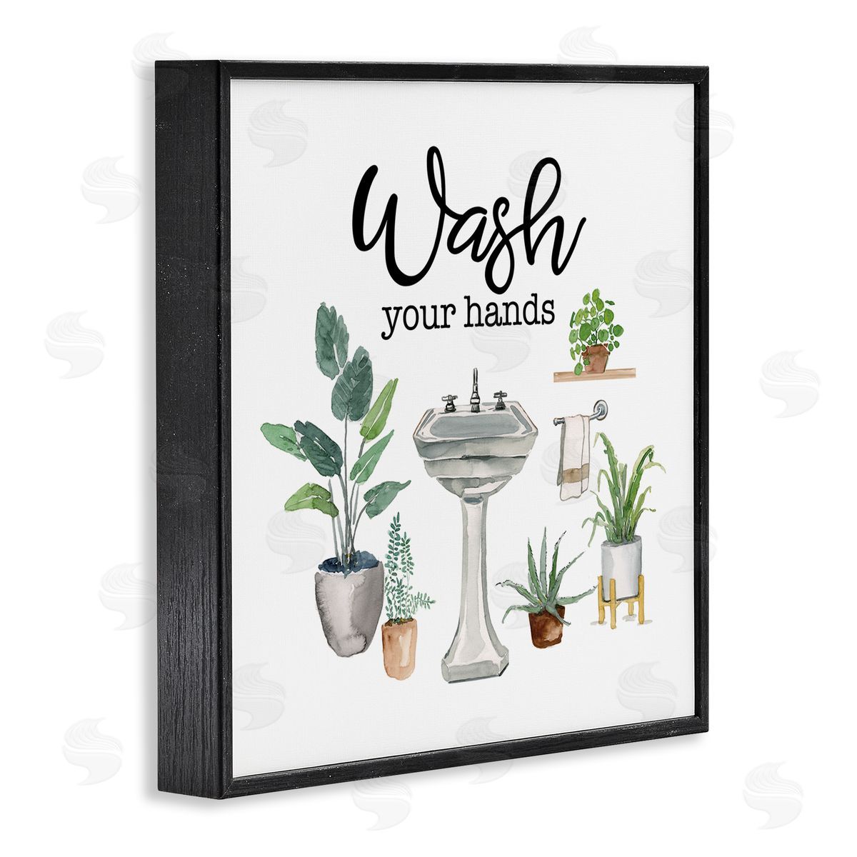 Hygiene Phrase with Plants Black Frame Print Wall Art, Home Decor by Masey St. Studios