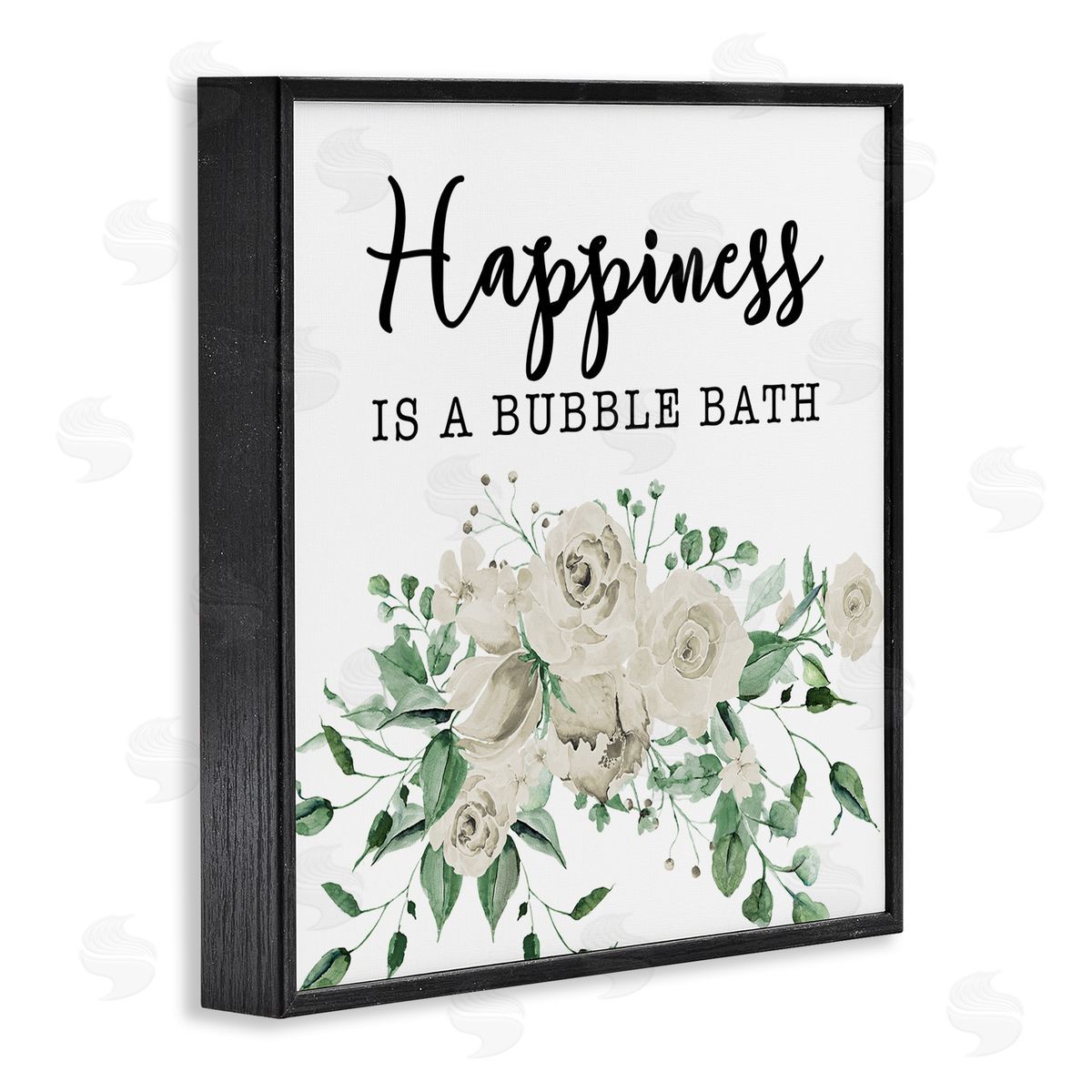 Happiness is Bubble Bath Black Frame Print Wall Art, Home Decor by Masey St. Studios