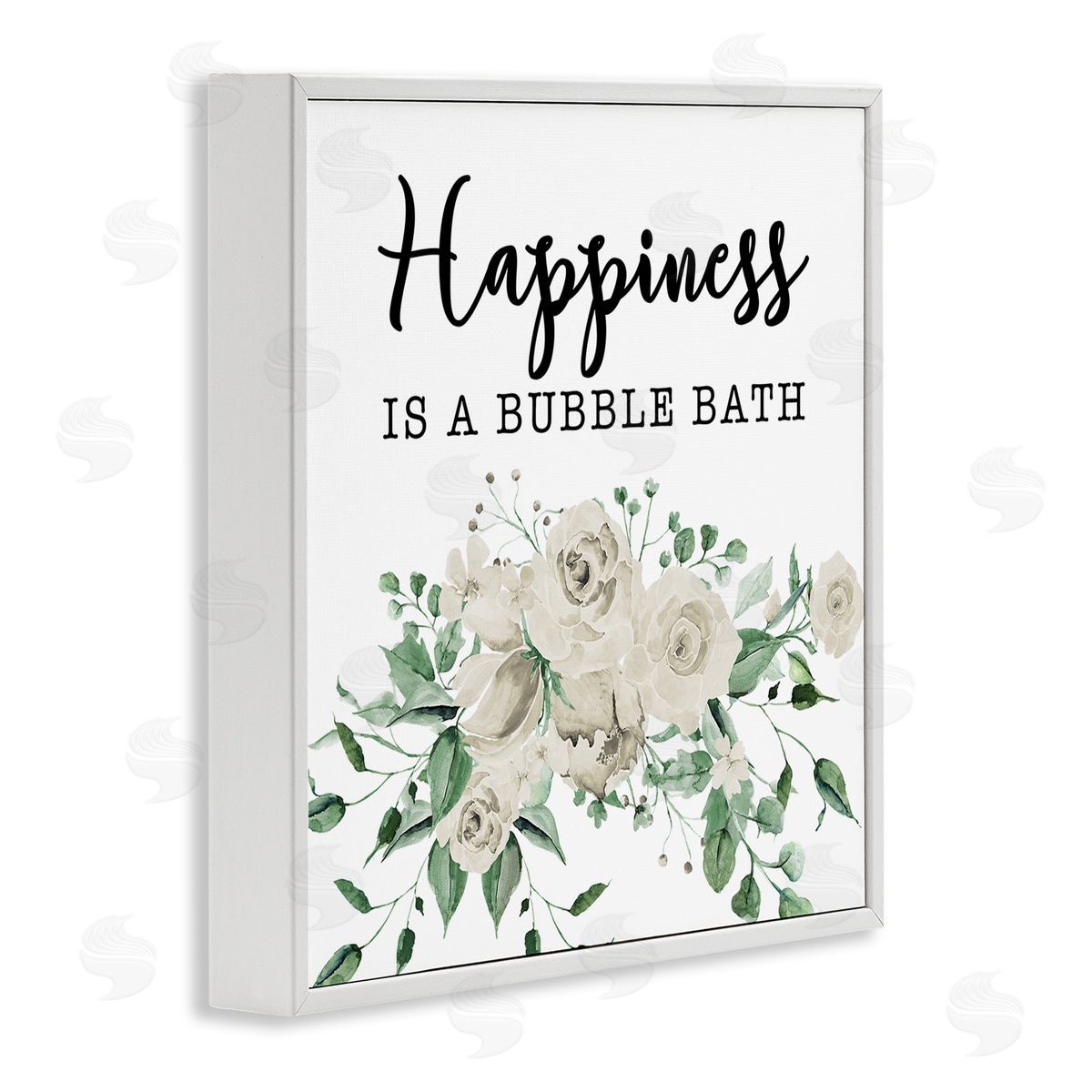 Happiness is Bubble Bath White Frame Print Wall Art, Home Decor by Masey St. Studios