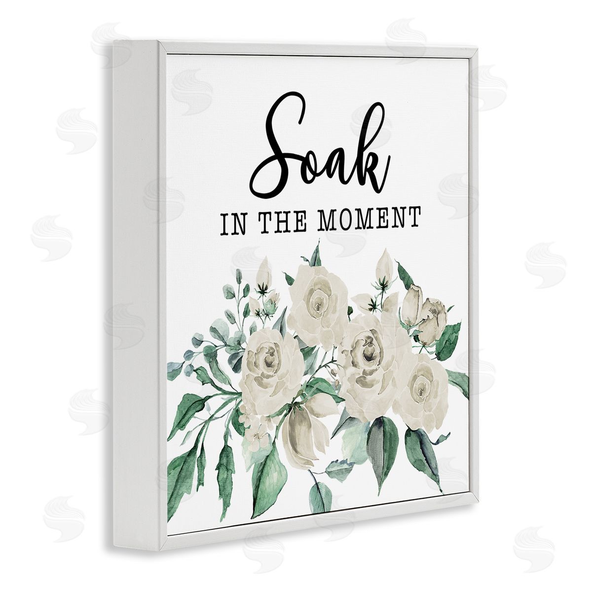 Soak The Moment Florals White Frame Print Wall Art, Home Decor by Masey St. Studios