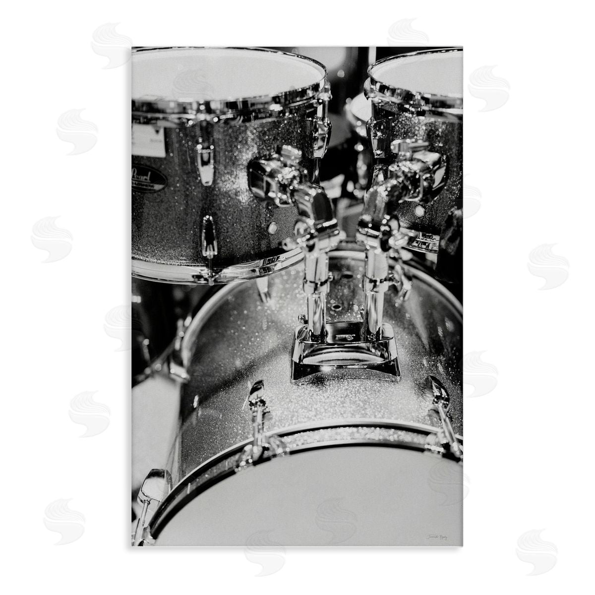 Drum Set Black & White Canvas Wall Art, Home Decor by Jennifer Rigsby