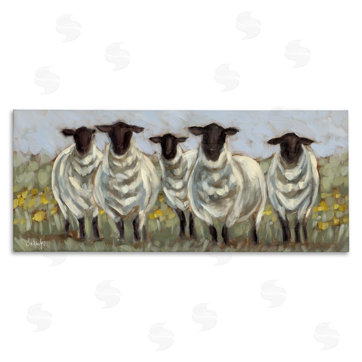 Gazing Sheep Impression Canvas Wall Art, Home Decor by Sara G. Designs