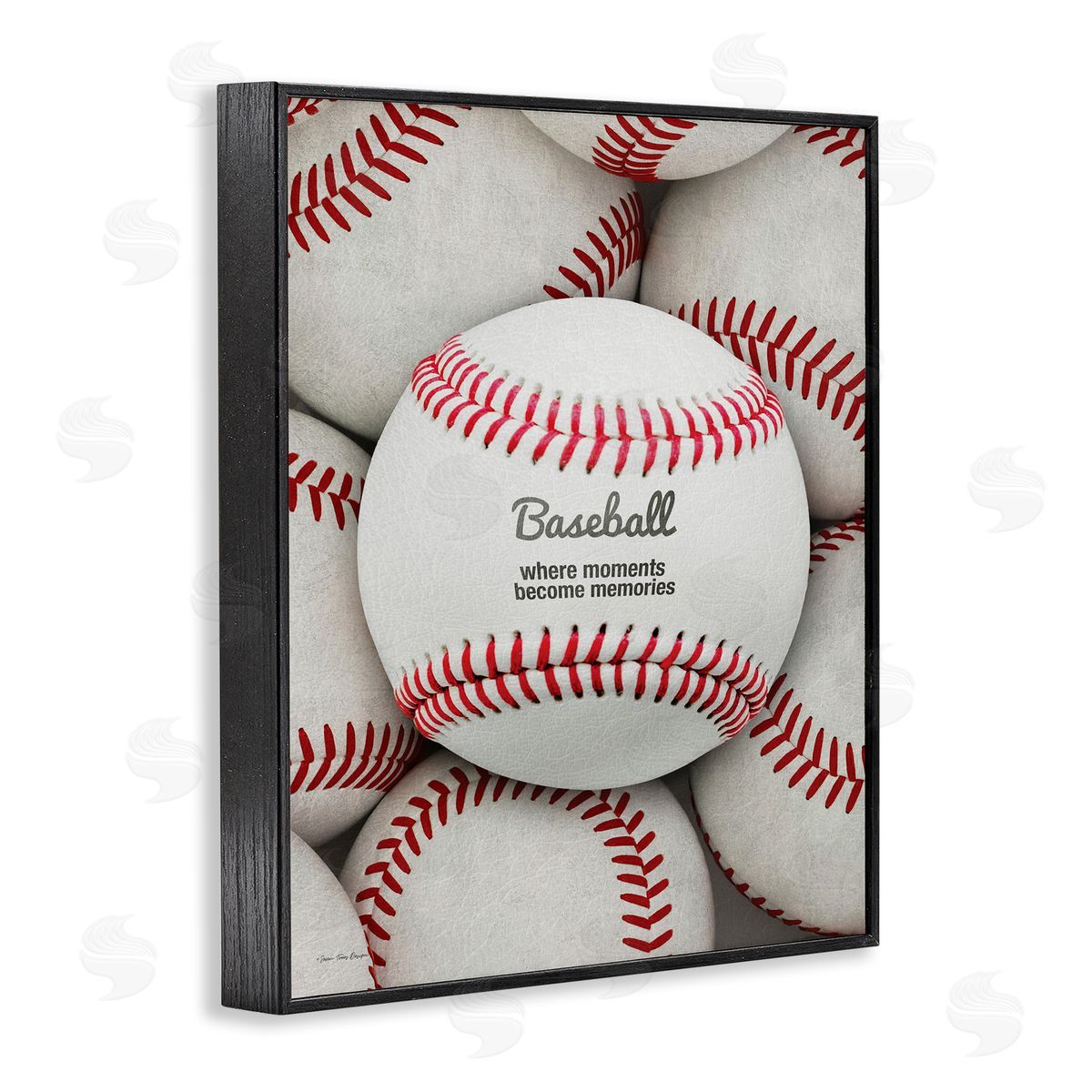Baseball Memories Phrase Black Frame Print Wall Art, Home Decor by Seven Trees Design