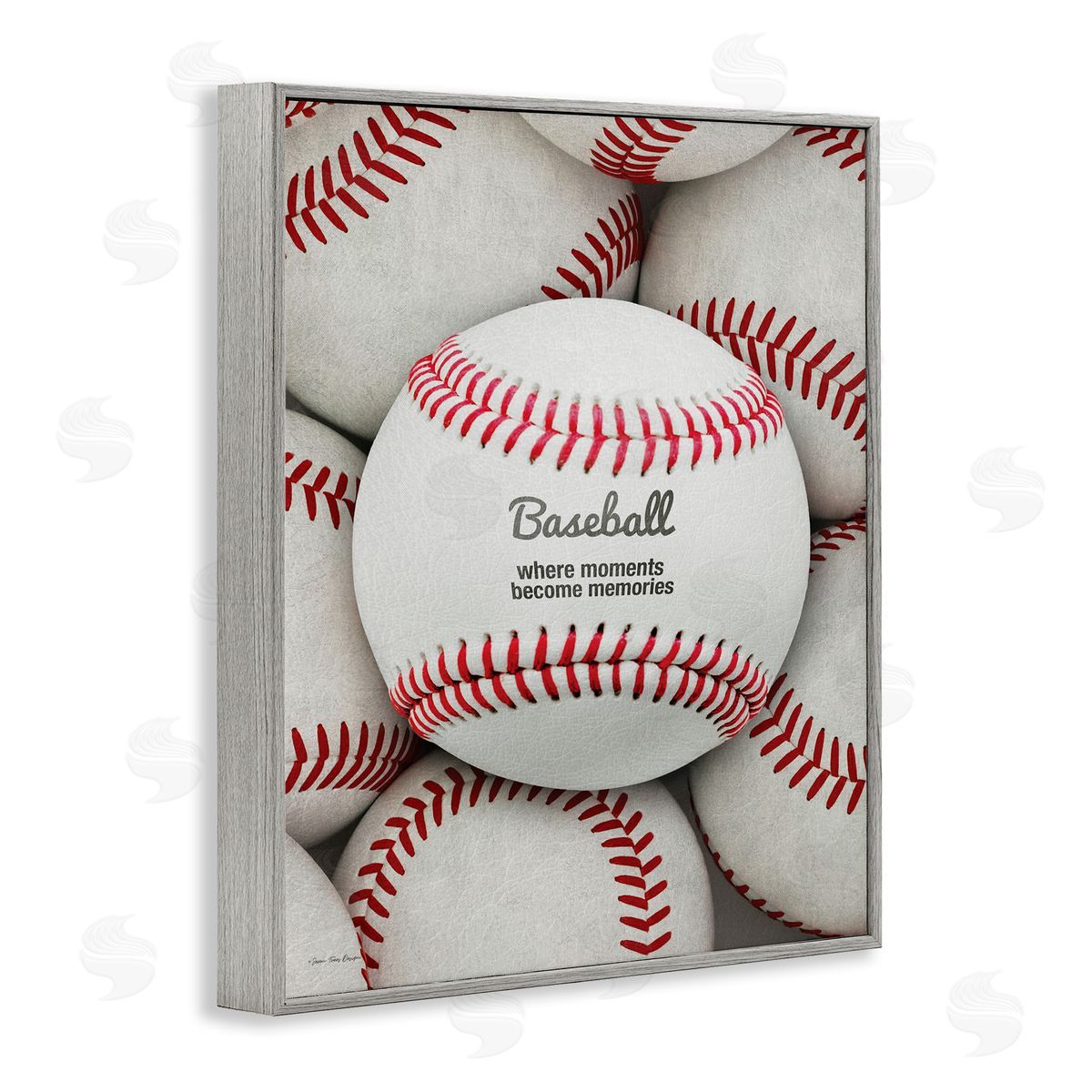 Baseball Memories Phrase Grey Frame Print Wall Art, Home Decor by Seven Trees Design
