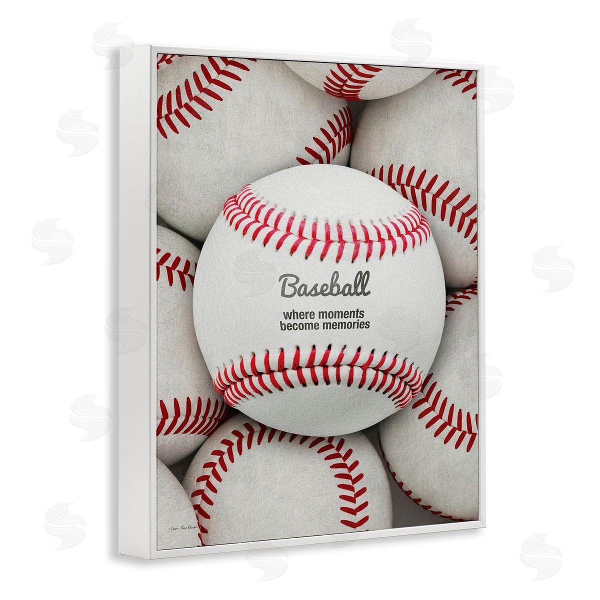 Baseball Memories Phrase White Frame Print Wall Art, Home Decor by Seven Trees Design
