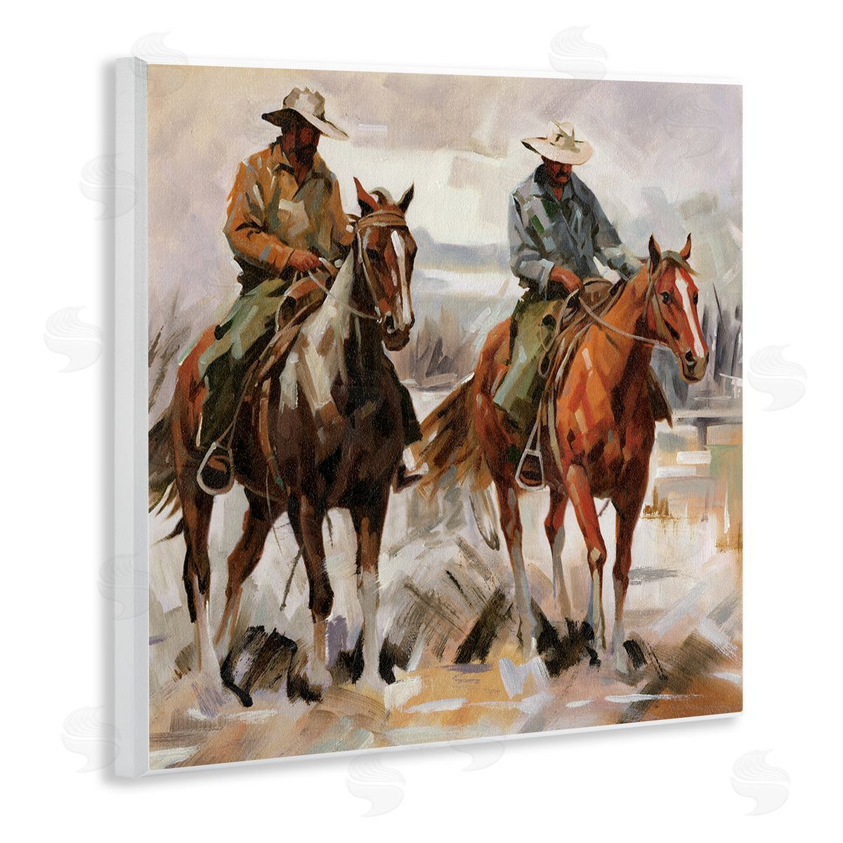 Brush Stroke Cowboys Wood Plaque Wall Art, Home Decor by White Ladder