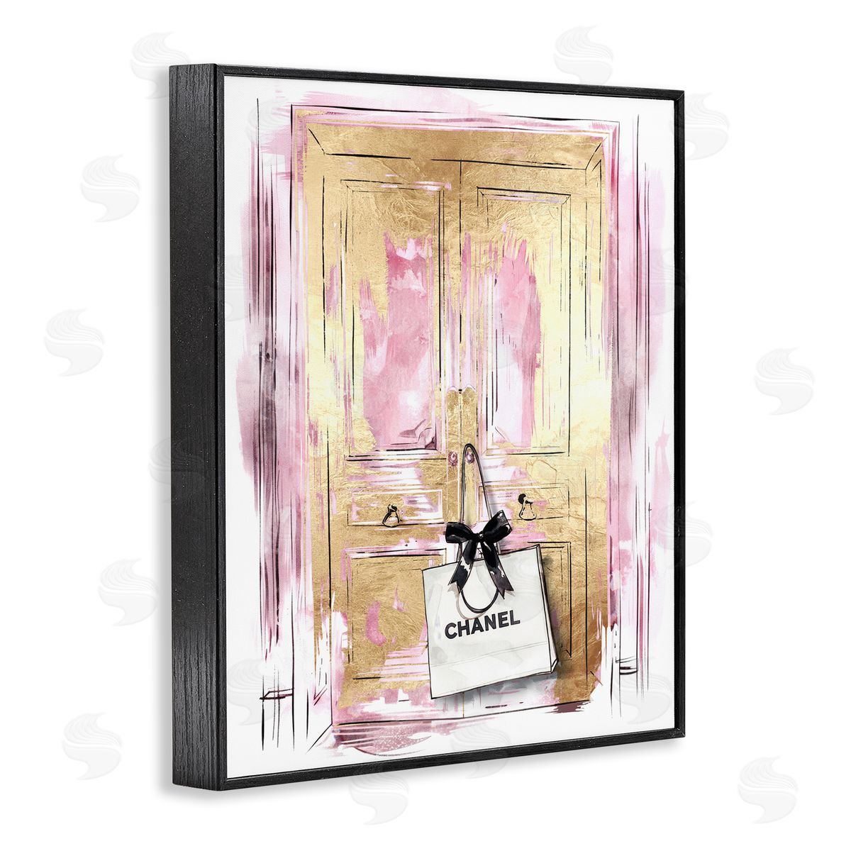Shopping Bag on Door Black Frame Print Wall Art, Home Decor by Svetlana Aleynikova
