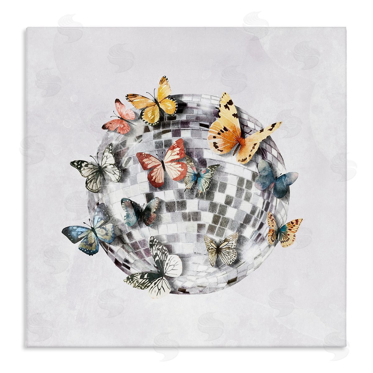 Butterflies on Disco Ball Canvas Wall Art, Home Decor by Svetlana Aleynikova