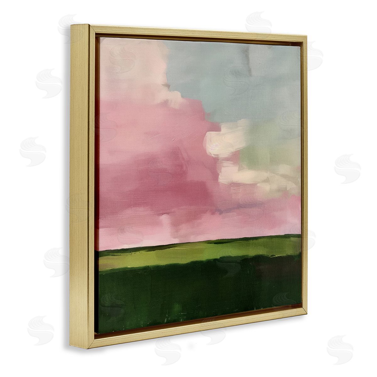Pink Clouds Sunrise Gold Floating Frame Canvas Wall Art, Home Decor by Svetlana Aleynikova
