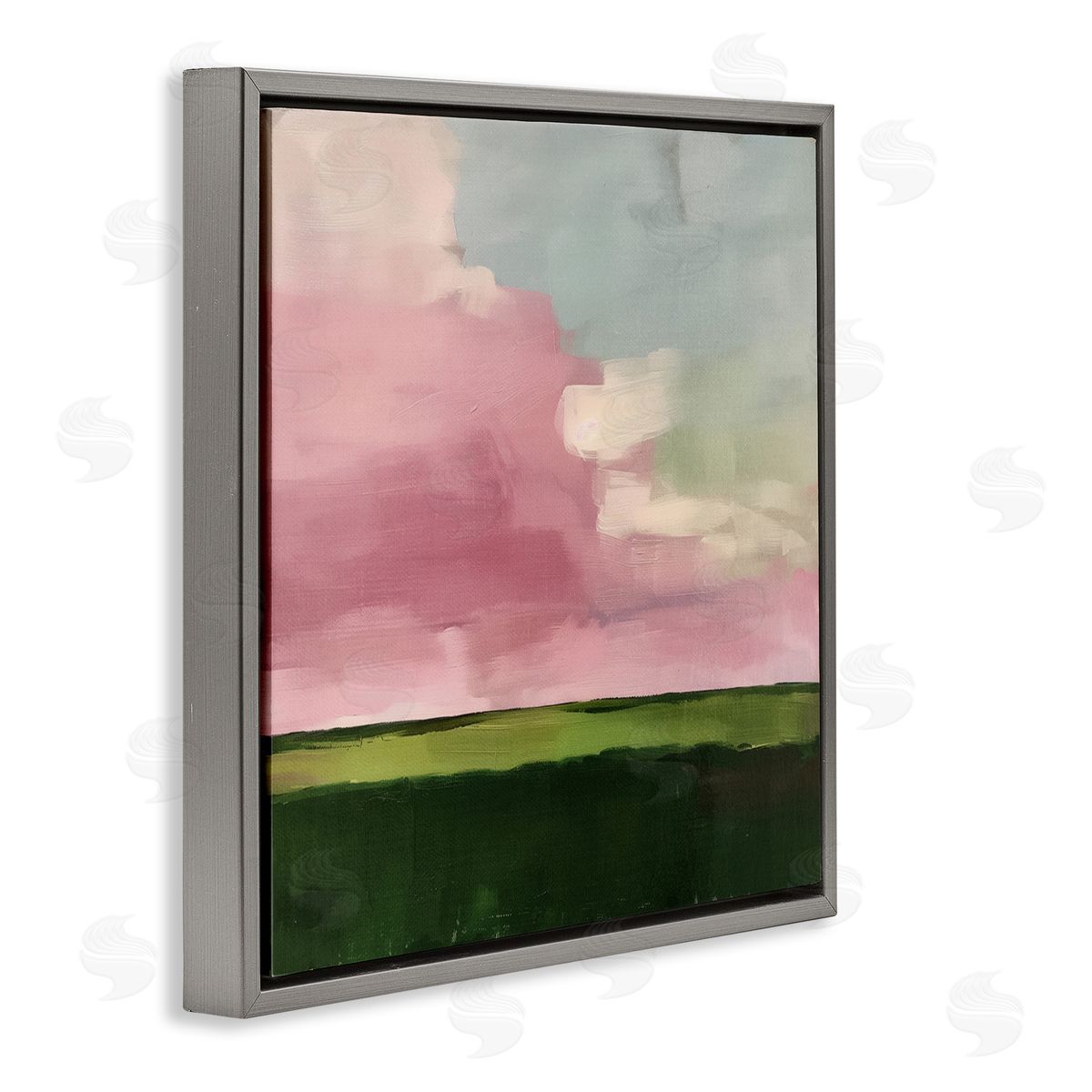 Pink Clouds Sunrise Grey Floating Frame Canvas Wall Art, Home Decor by Svetlana Aleynikova