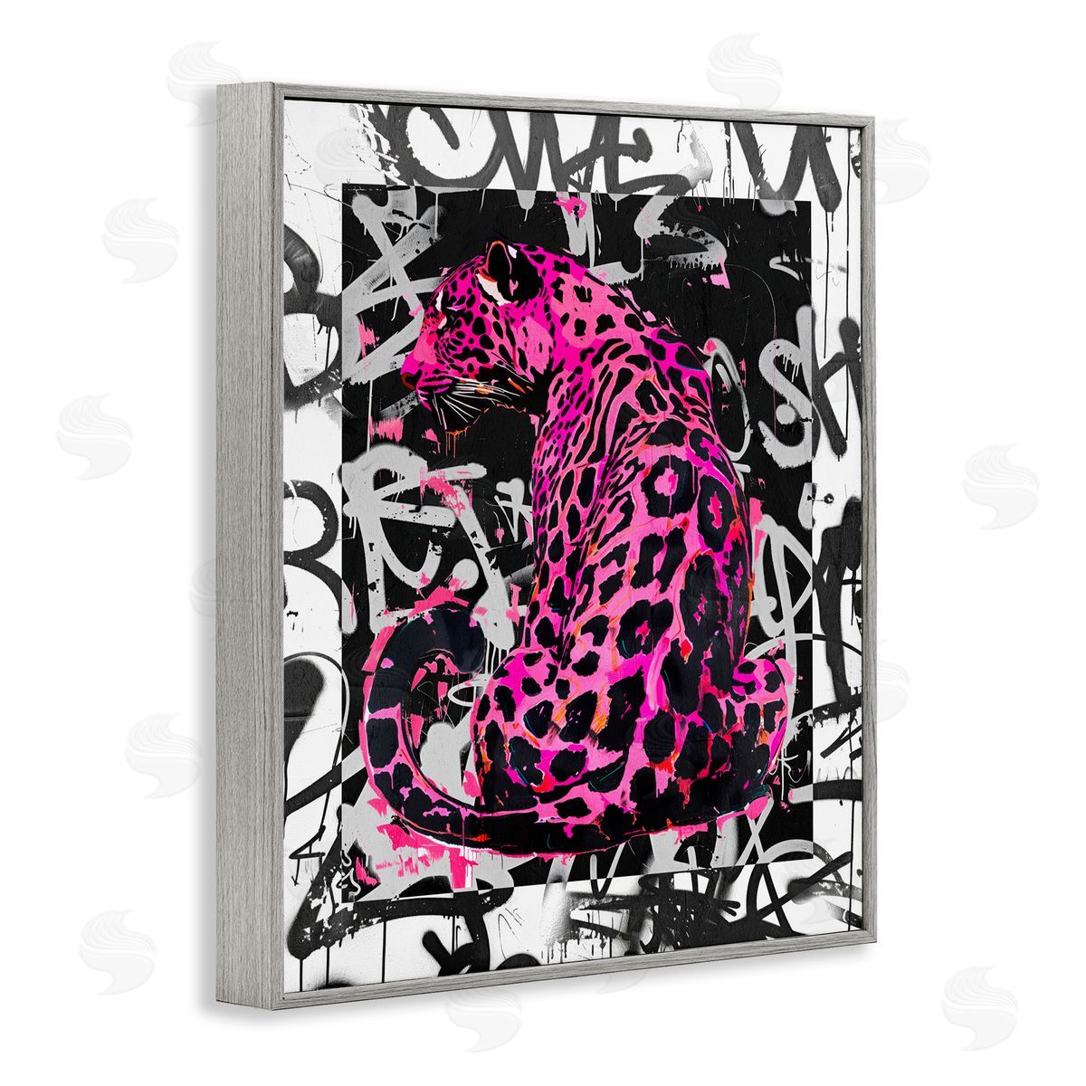 Urban Graffiti Leopard Grey Frame Print Wall Art, Home Decor by Svetlana Aleynikova