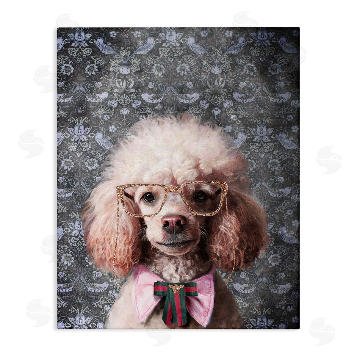 Glam Poodle on Florals Canvas Wall Art, Home Decor by Svetlana Aleynikova