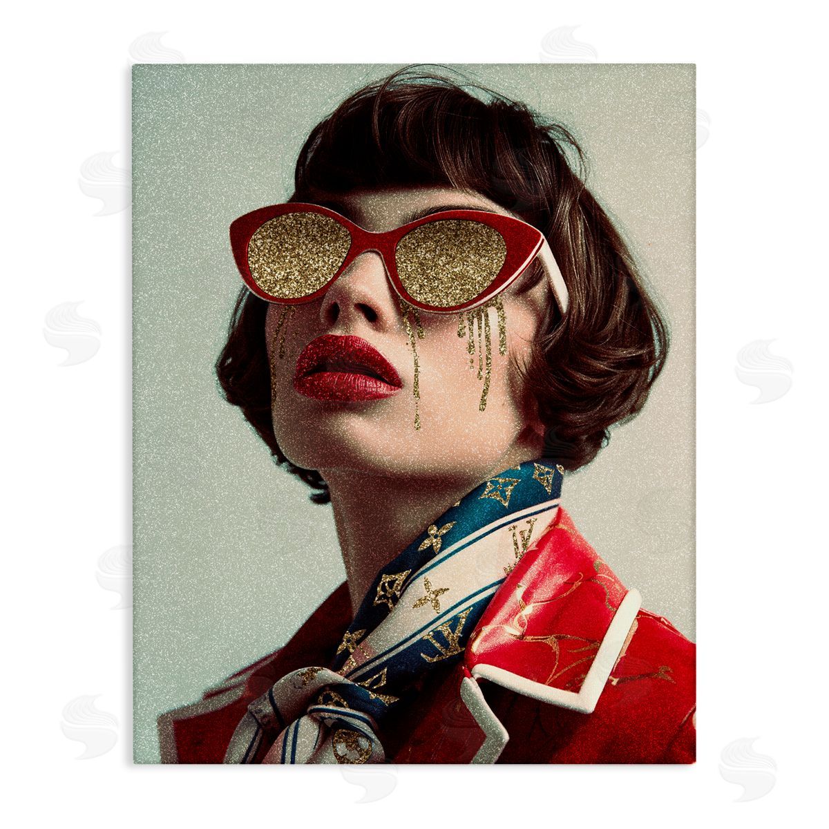 Retro Woman with Glam Tears Canvas Wall Art, Home Decor by Svetlana Aleynikova