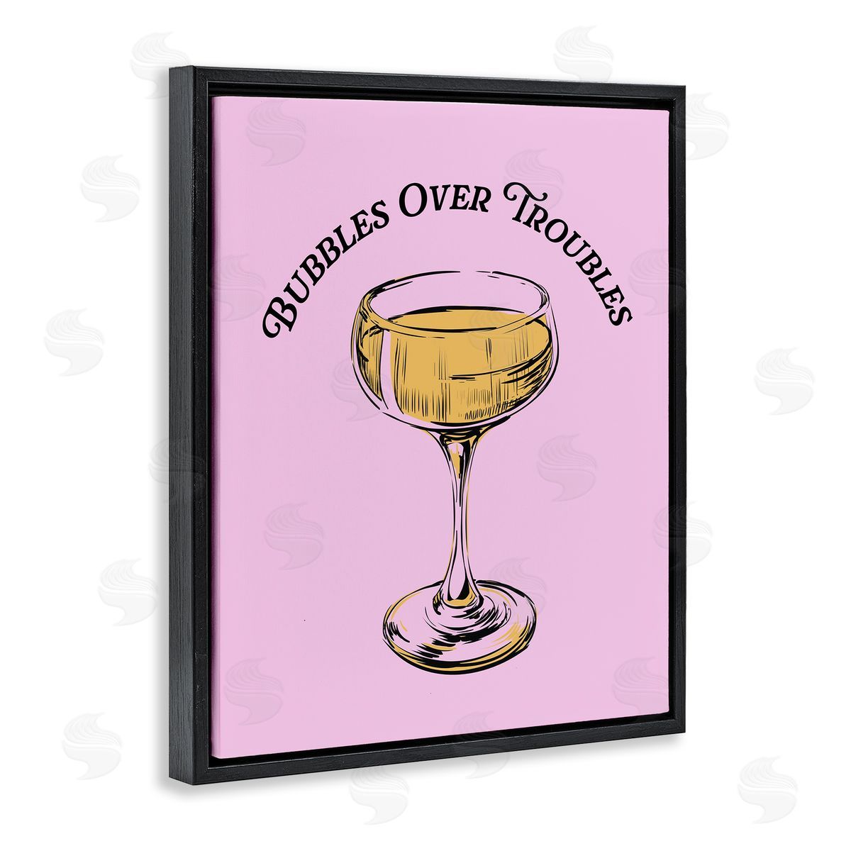 Bubbles Over Troubles Black Floating Frame Canvas Wall Art, Home Decor by House of Lulu