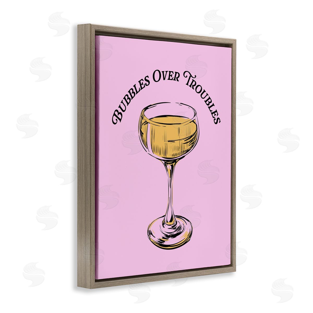 Bubbles Over Troubles Brown Floating Frame Canvas Wall Art, Home Decor by House of Lulu