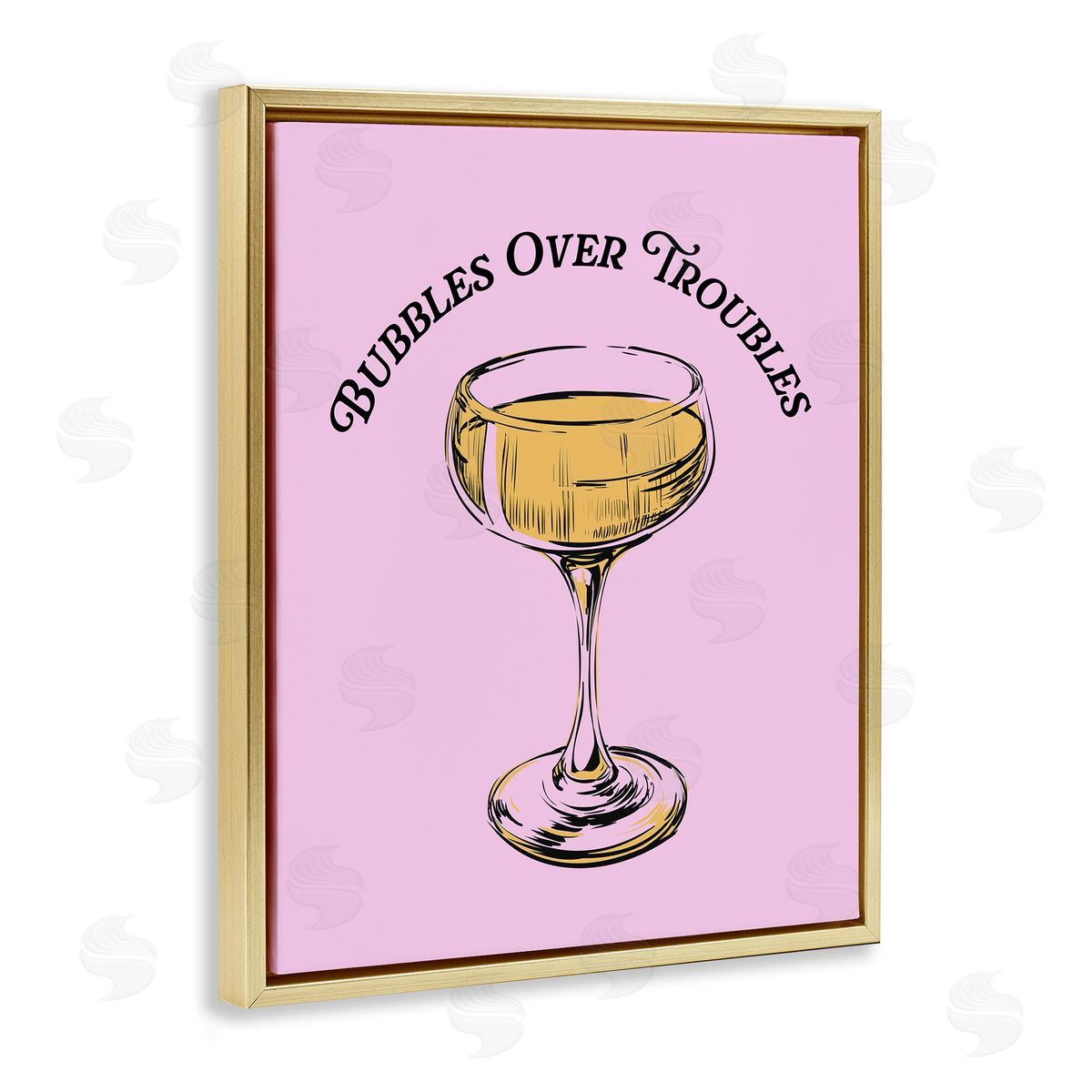 Bubbles Over Troubles Gold Floating Frame Canvas Wall Art, Home Decor by House of Lulu