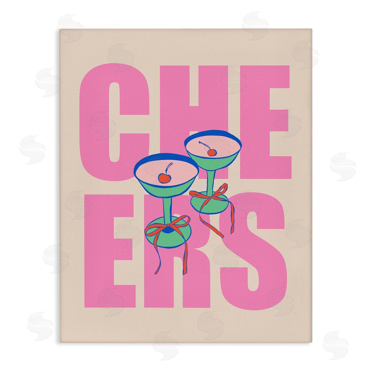 Cheers Martinis & Bows Canvas Wall Art, Home Decor by House of Lulu
