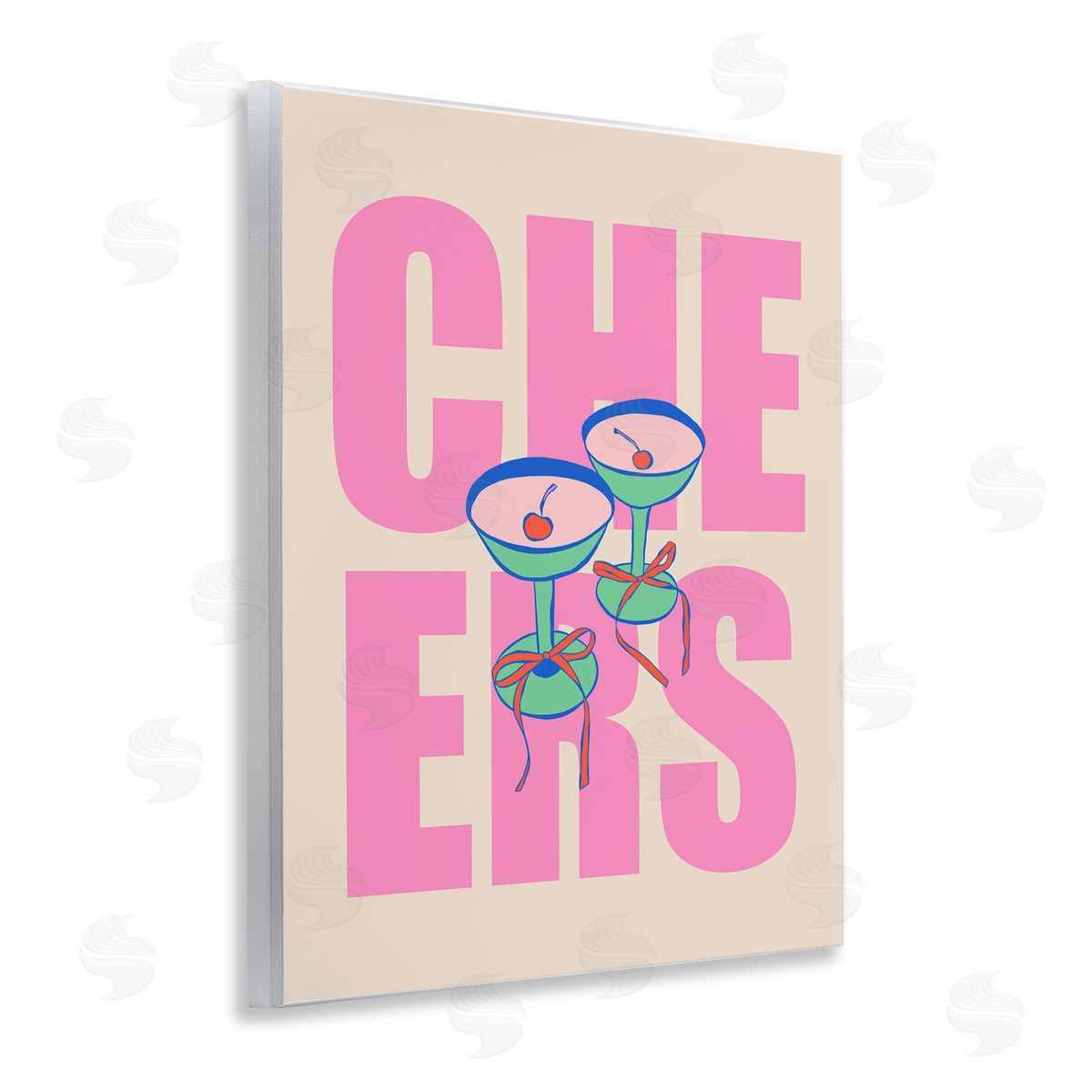 Cheers Martinis & Bows Wood Plaque Wall Art, Home Decor by House of Lulu