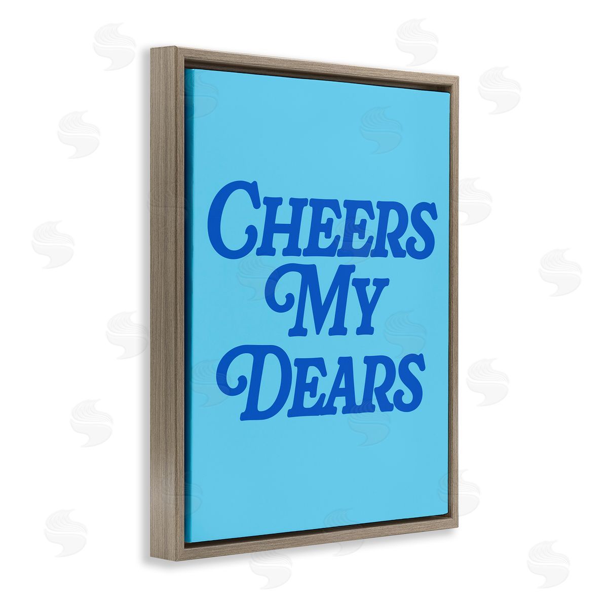 Blue Cheers My Dears Brown Floating Frame Canvas Wall Art, Home Decor by House of Lulu