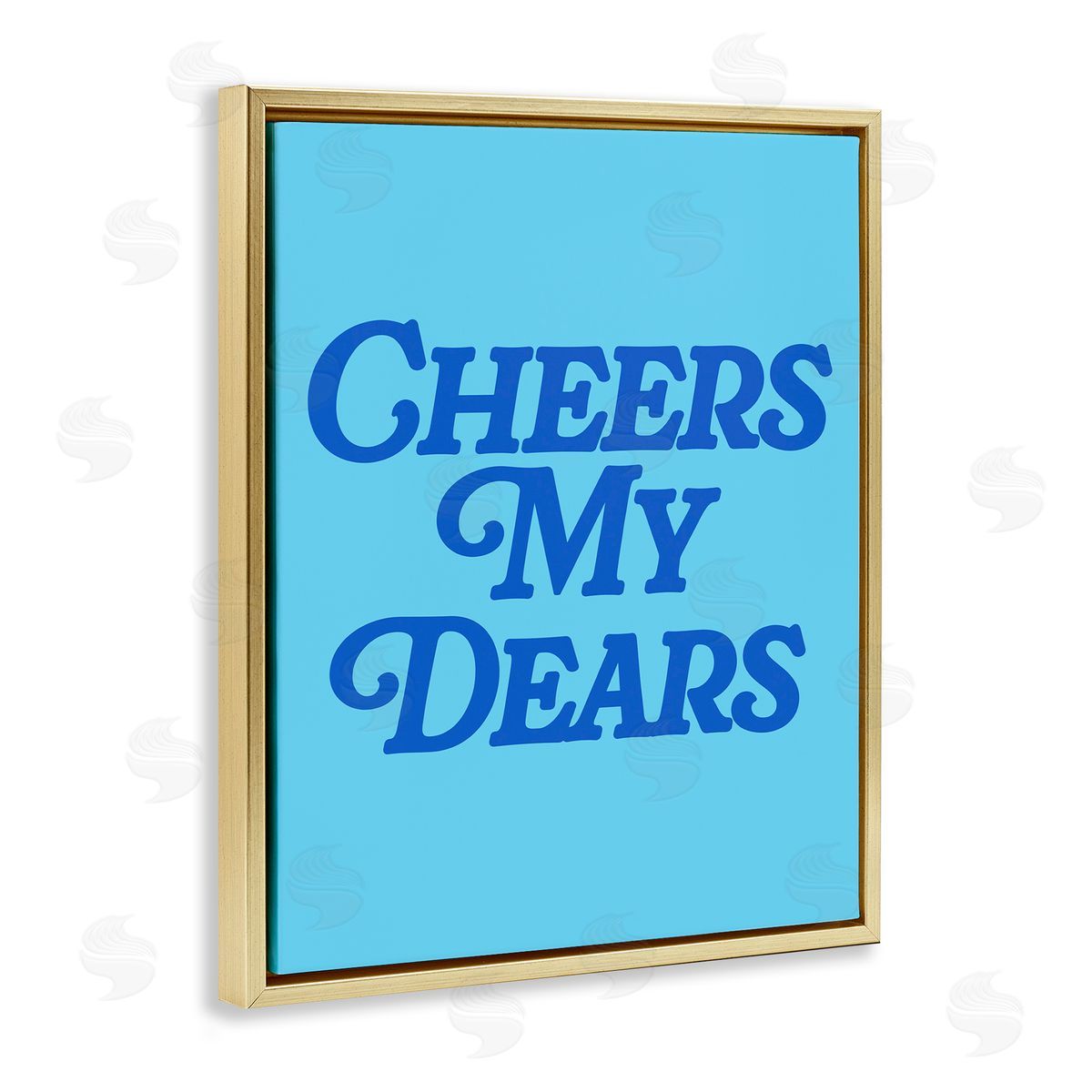 Blue Cheers My Dears Gold Floating Frame Canvas Wall Art, Home Decor by House of Lulu