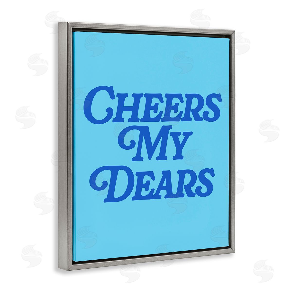 Blue Cheers My Dears Grey Floating Frame Canvas Wall Art, Home Decor by House of Lulu