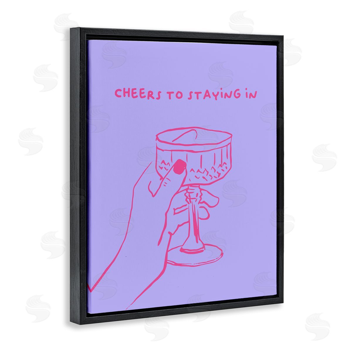 Cheers To Staying In Black Floating Frame Canvas Wall Art, Home Decor by House of Lulu