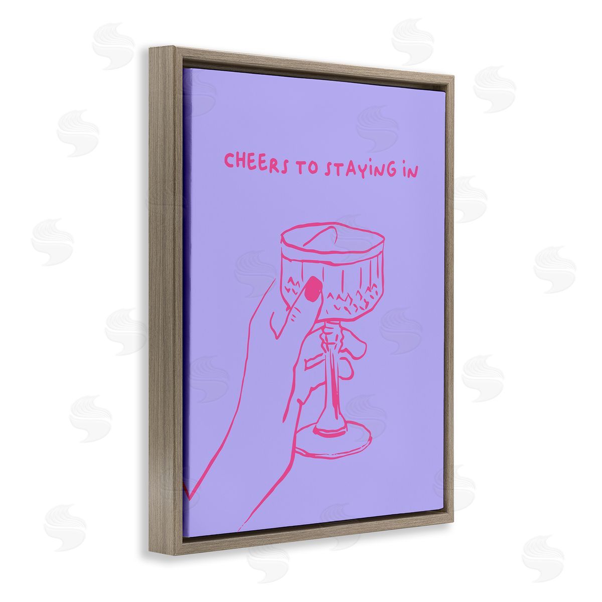 Cheers To Staying In Brown Floating Frame Canvas Wall Art, Home Decor by House of Lulu