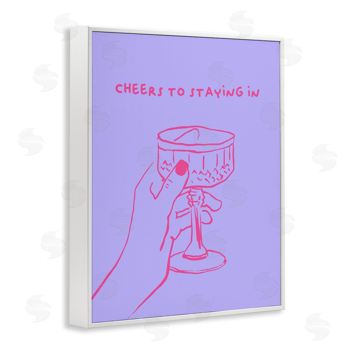 Cheers To Staying In White Frame Print Wall Art, Home Decor by House of Lulu
