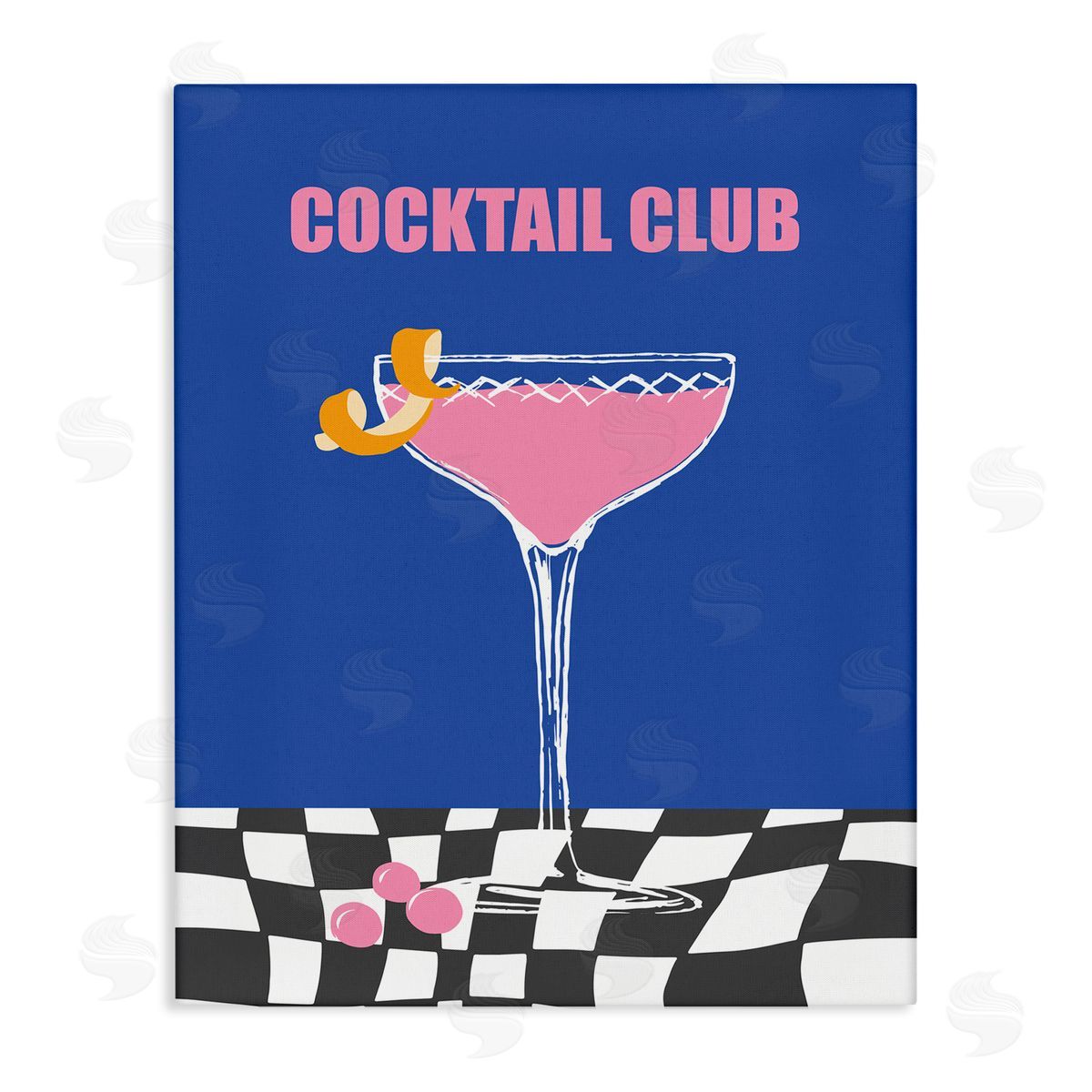 Cocktail Club on Checkered Canvas Wall Art, Home Decor by House of Lulu