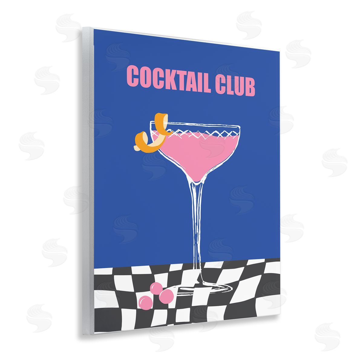 Cocktail Club on Checkered Wood Plaque Wall Art, Home Decor by House of Lulu