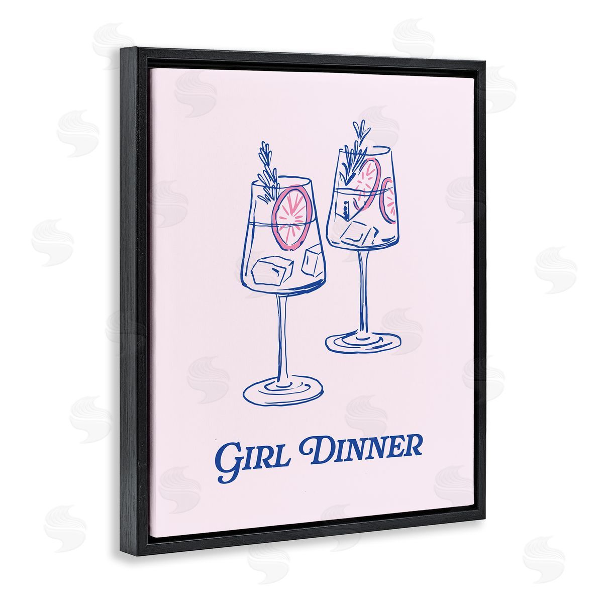 Girl Dinner Cocktails Black Floating Frame Canvas Wall Art, Home Decor by House of Lulu