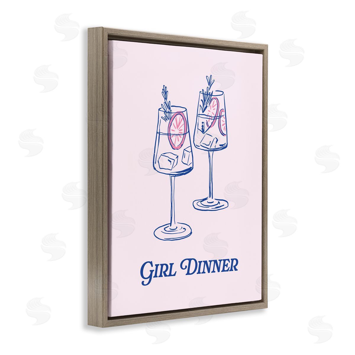 Girl Dinner Cocktails Brown Floating Frame Canvas Wall Art, Home Decor by House of Lulu