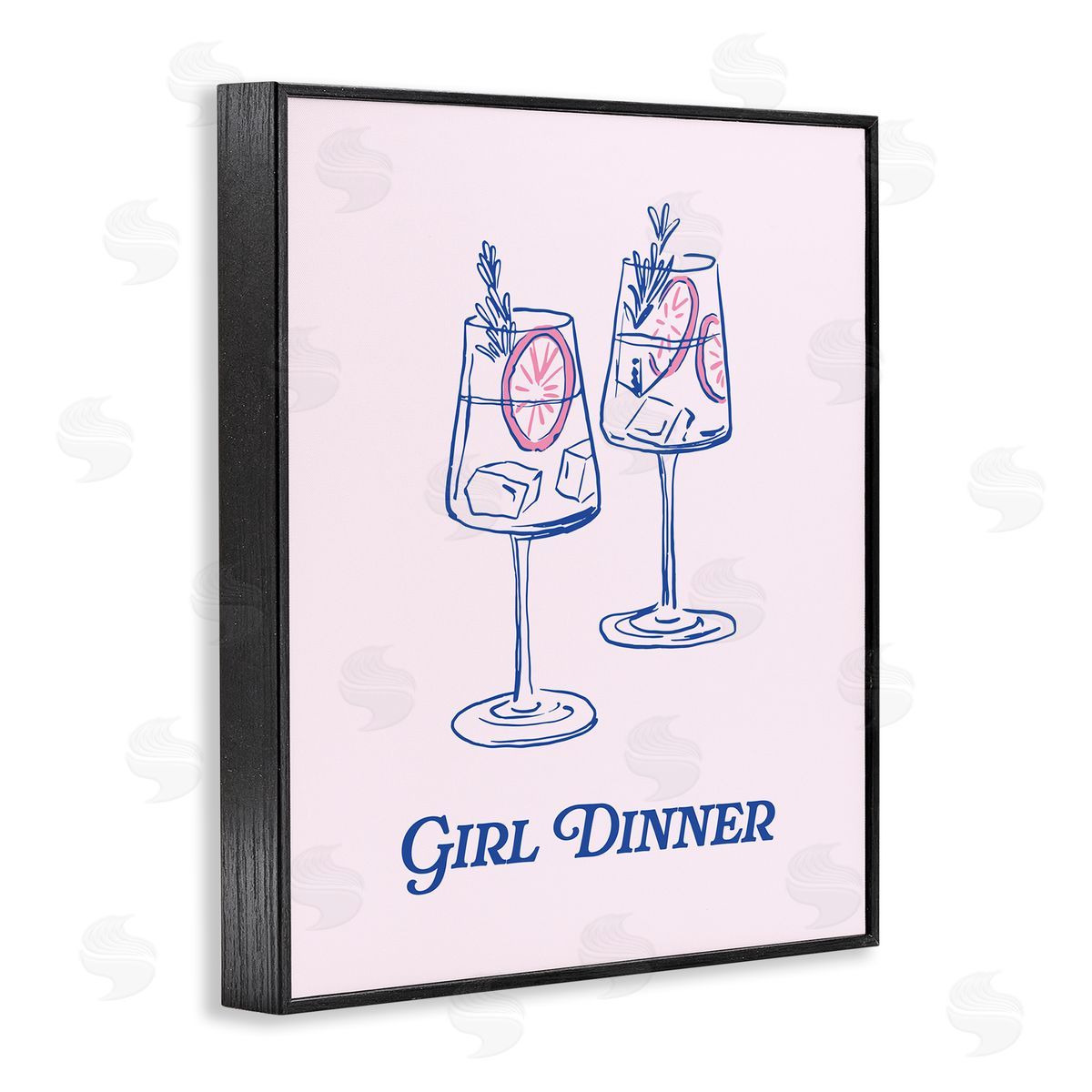 Girl Dinner Cocktails Black Frame Print Wall Art, Home Decor by House of Lulu