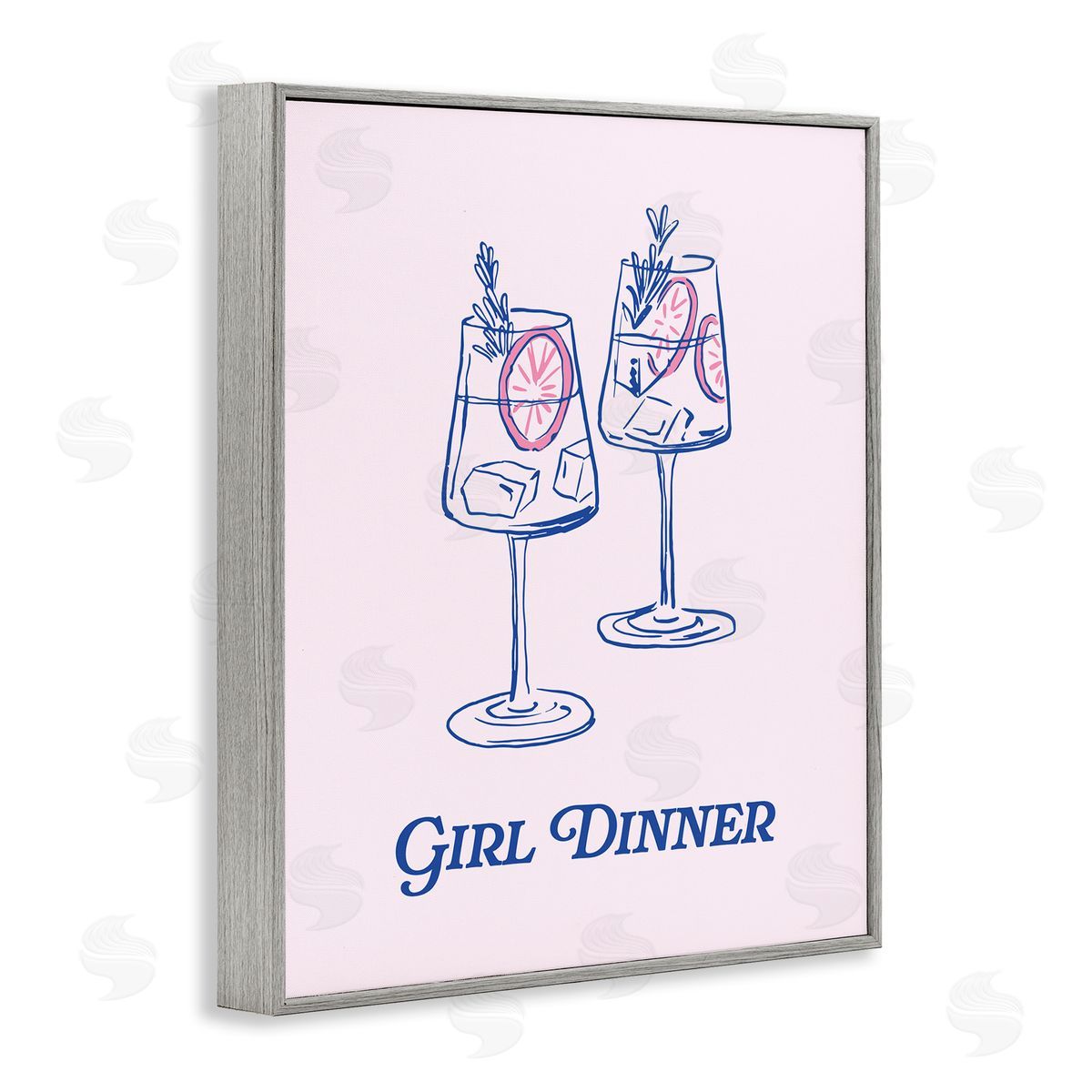 Girl Dinner Cocktails Grey Frame Print Wall Art, Home Decor by House of Lulu
