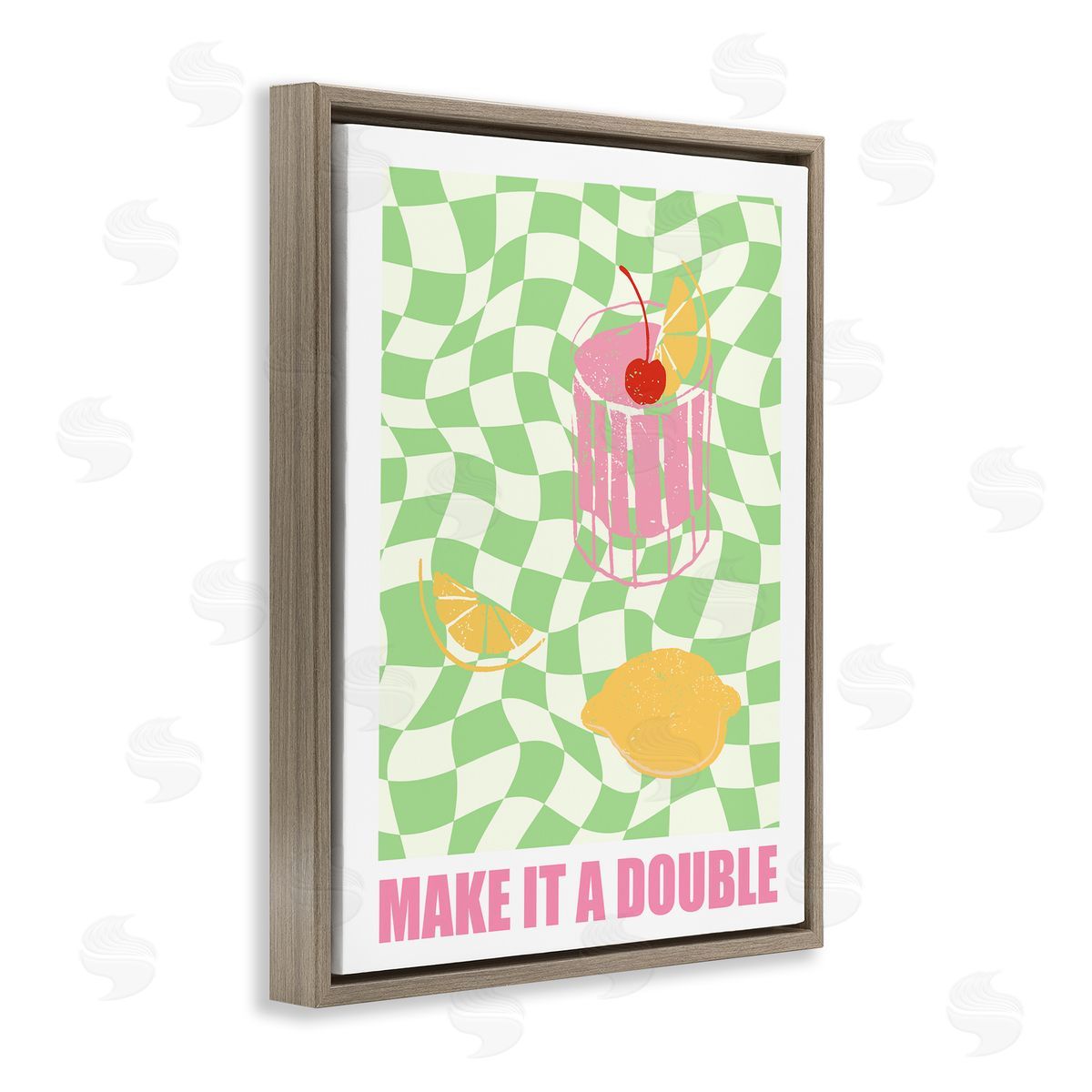 Checkered Make It A Double Brown Floating Frame Canvas Wall Art, Home Decor by House of Lulu