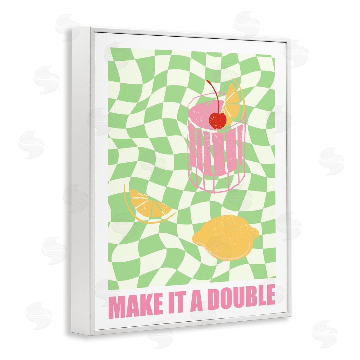 Checkered Make It A Double White Frame Print Wall Art, Home Decor by House of Lulu