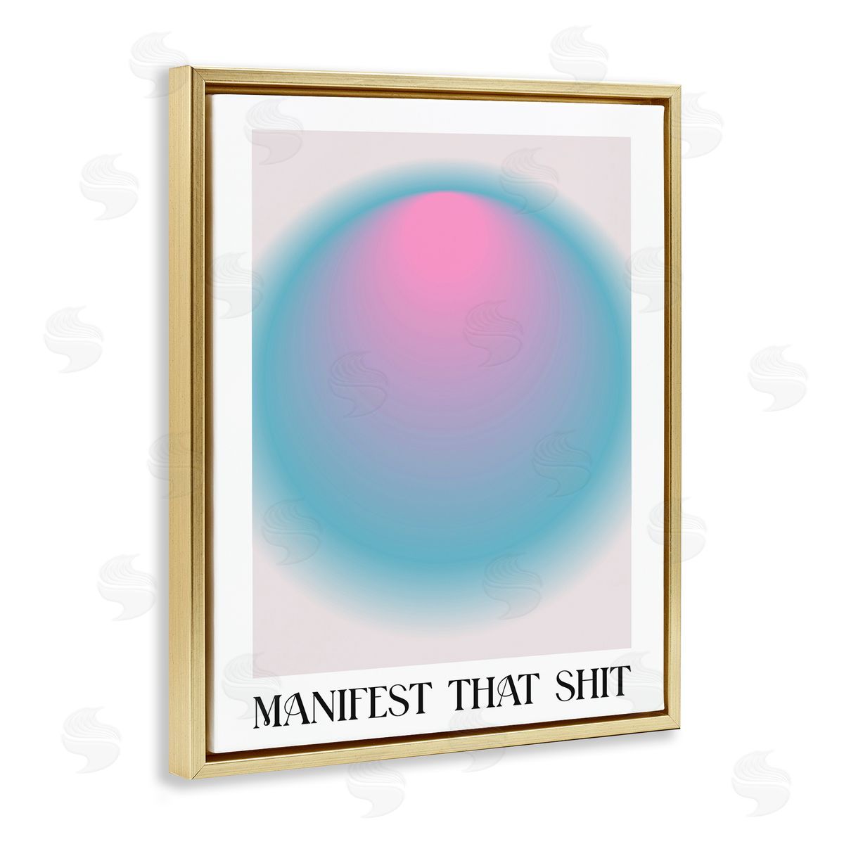 Manifest Phrase with Ombre Gold Floating Frame Canvas Wall Art, Home Decor by House of Lulu