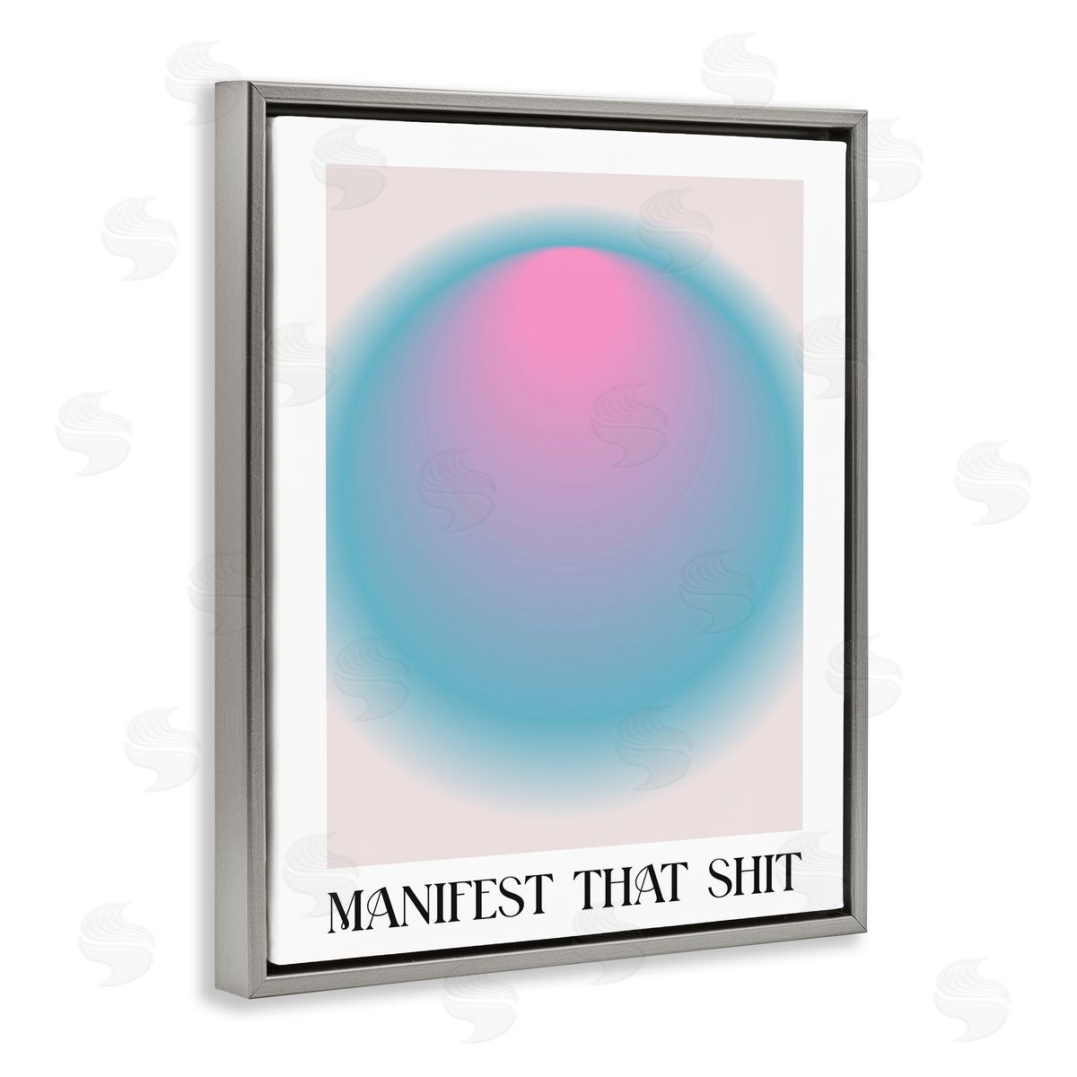 Manifest Phrase with Ombre Grey Floating Frame Canvas Wall Art, Home Decor by House of Lulu